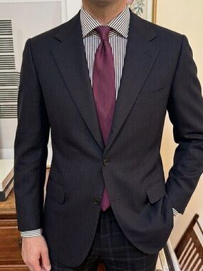Kiton Black Stripe Super 180’s Blazer - 14 Micron | 44